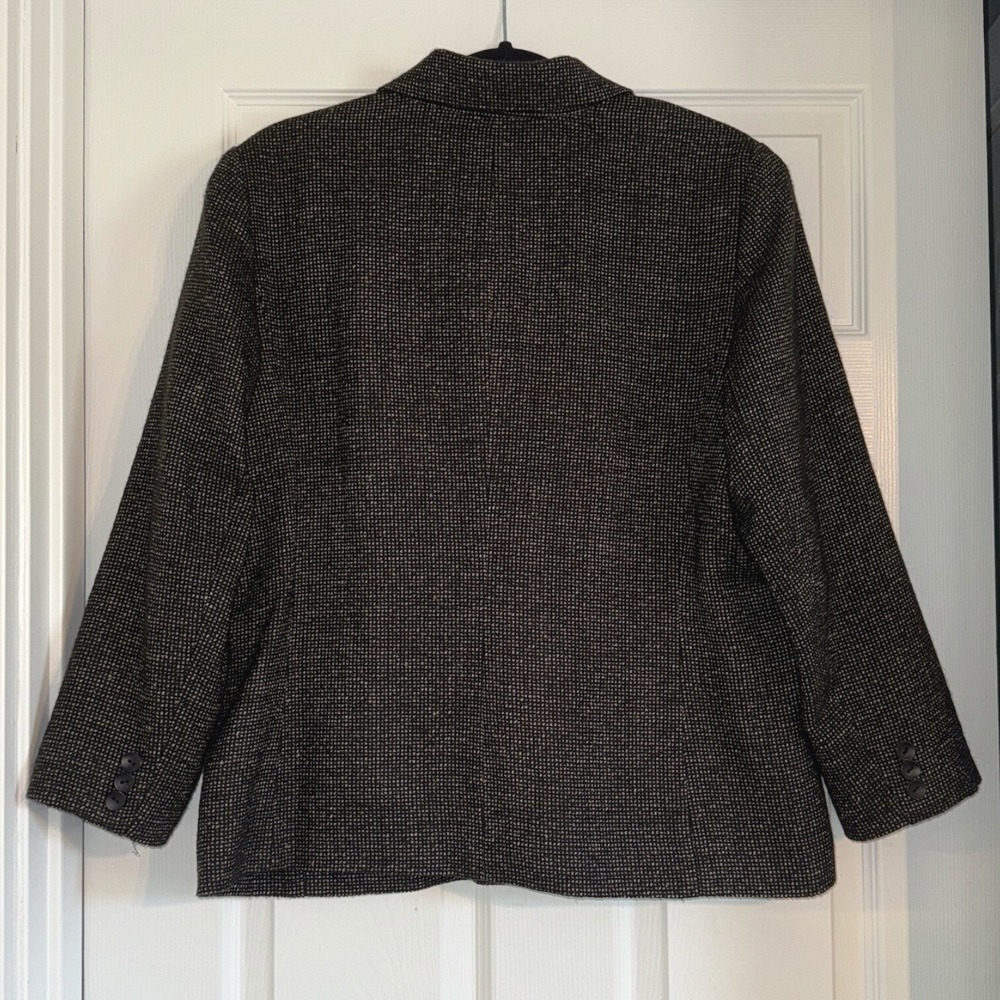 Coldwater Creek Blazer‎ Tweed Double Breasted Career Jacket Black Tan Size 14 - Picture 11 of 11